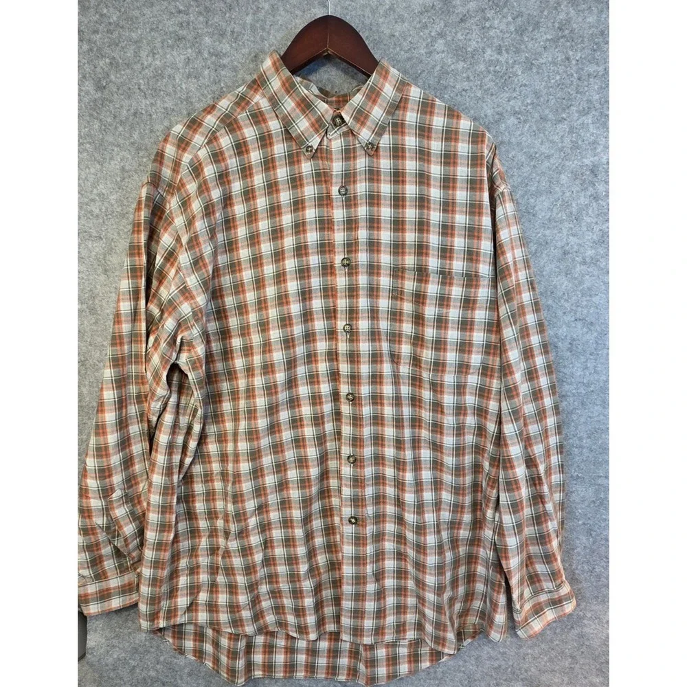 Abercrombie Y2k Men's L Shirt Long Sleeve Orange Brown Multi Check Retro Preppy‎